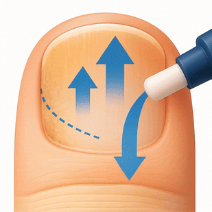 3. Gently brush on the toe nails